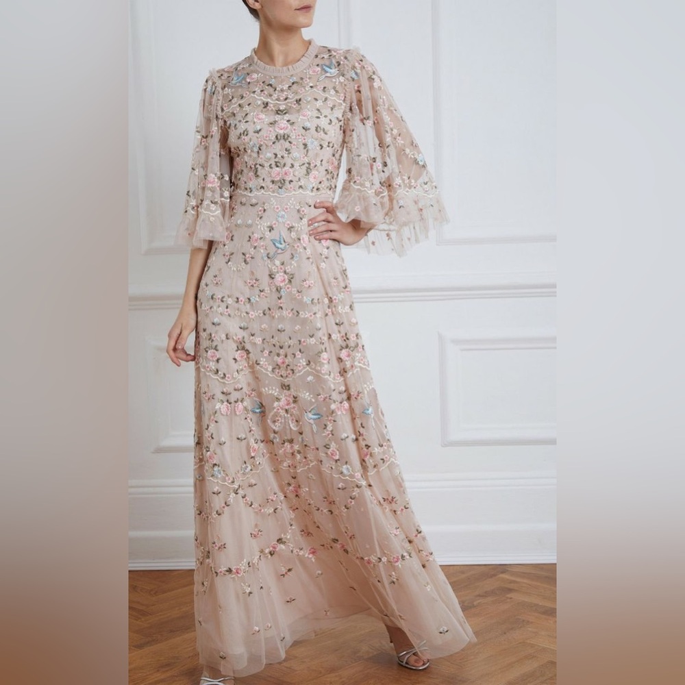 Beautiful unworn embroidered Needle & Thread dress in pink